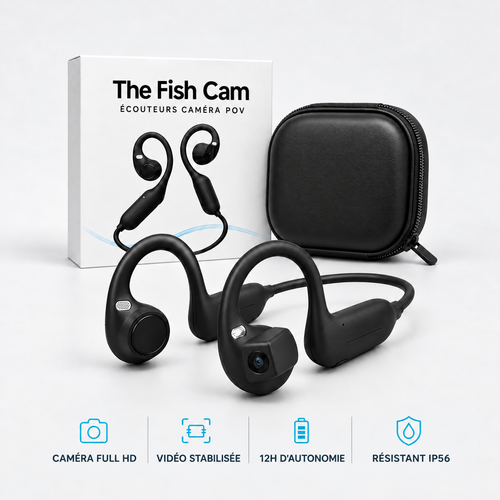 Écouteurs caméra The Fish Cam noir avec étui